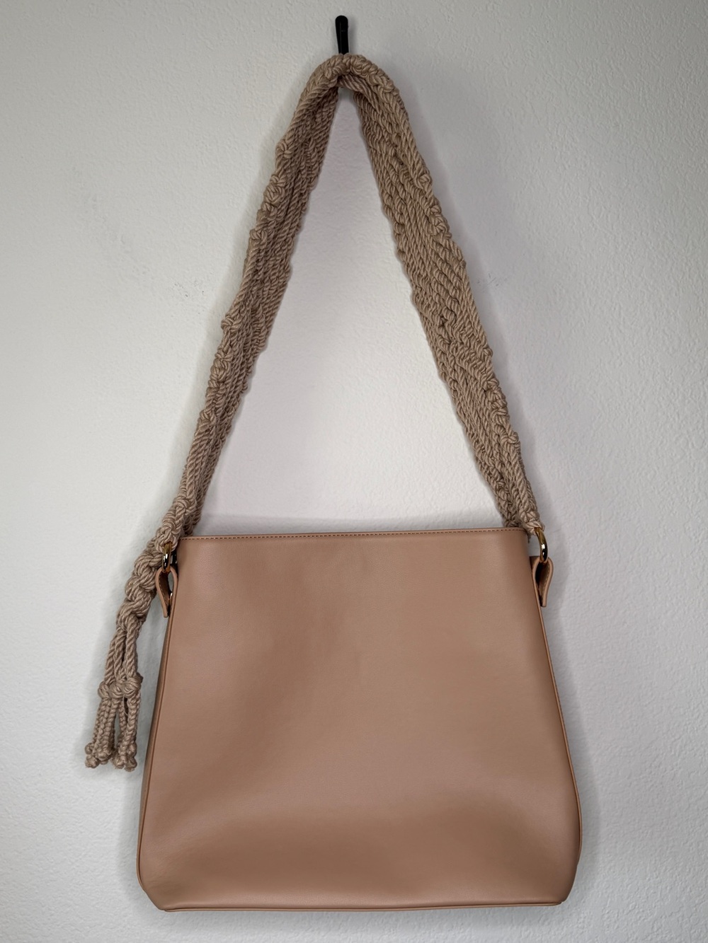 Jonathan Simkhai Shoulder Bag Britt Macrame Strap Blush Beige Gold Hardware - Picture 6 of 15